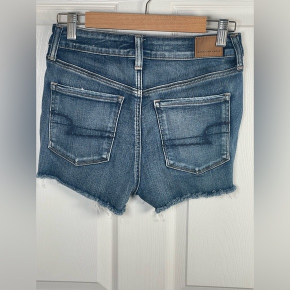 American Eagle Outfitters Blue Distressed Hi Rise Shorties Size 6 - Picture 5 of 10
